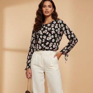 Mango Black Floral Top